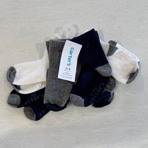 Carter's Boys 6 Pack 1/4 Crew socks 2-4y White, Gray, and Navy Socks Set